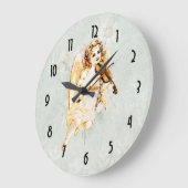 ヴィンテージの紙の背景のバイオリンを演奏する天使 ラージ壁時計 (傾斜)