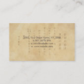 ヴィンテージの紙の霊気の治療の記号そして教訓 名刺 (裏面)