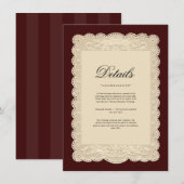 ヴィンテージの紙レース、バーガンディーの結婚式招待状 エンクロージャーカード (正面/裏面)