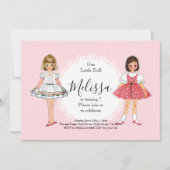 ヴィンテージの紙人形の誕生日パーティー招待状 招待状 (正面)