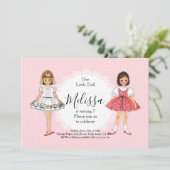 ヴィンテージの紙人形の誕生日パーティー招待状 招待状 (スタンド正面)