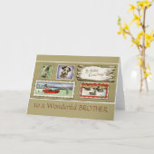 ヴィンテージの素晴らしいブラザー誕生日 カード (黄色い花)