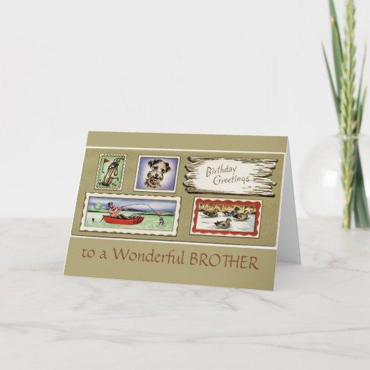 ヴィンテージの素晴らしいブラザー誕生日 カード (正面)