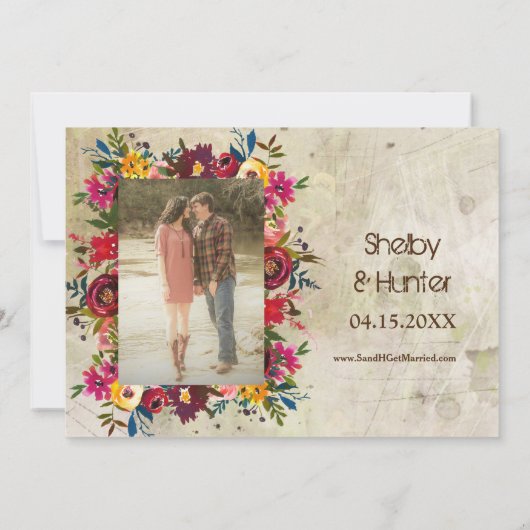 ヴィンテージの素朴で古いトラックの粋な写真の結婚式 招待状 (裏面)