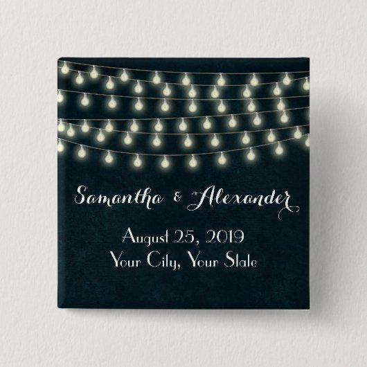 ヴィンテージの素朴なひもは濃紺の結婚式をつけます 缶バッジ (正面)