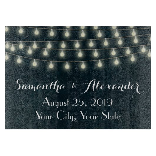 ヴィンテージの素朴なひもは結婚式の記念品をつけます カッティングボード (正面)