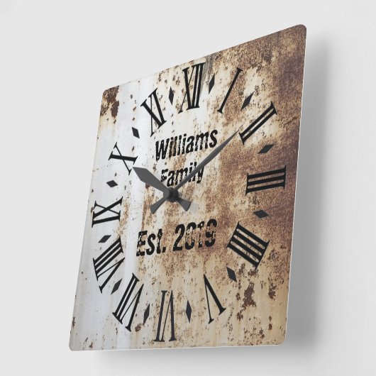 ヴィンテージの素朴なぼろぼろのシックで動揺してなアンティーク スクエア壁時計 (傾斜)