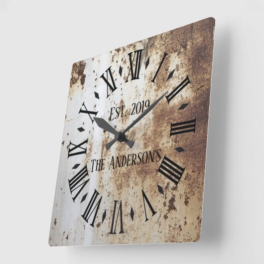 ヴィンテージの素朴なぼろぼろのシックで動揺してなアンティーク スクエア壁時計 (傾斜)