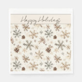 ヴィンテージの素朴なクリスマスの雪片と松のコーン スタンダードランチョンナプキン (正面)