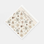 ヴィンテージの素朴なクリスマスの雪片と松のコーン スタンダードランチョンナプキン (角)