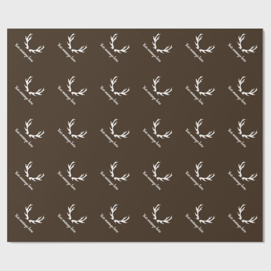 ヴィンテージの素朴なシカの枝角の狩りのテーマの茶色 ラッピングペーパー (フラット)