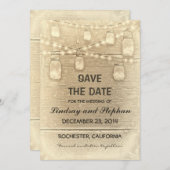 ヴィンテージの素朴なメイソンの瓶は日付カードを保存 セーブザデート (正面/裏面)