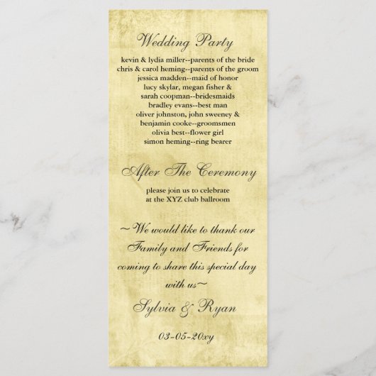 ヴィンテージの素朴なメーソンの瓶結婚式 プログラム (裏面)