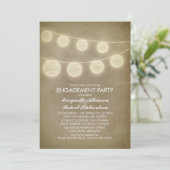 ヴィンテージの素朴なランタンの婚約パーティ 招待状 (スタンド正面)