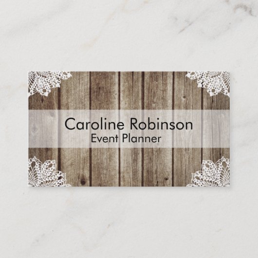 ヴィンテージの素朴な木のレースのカスタムな名刺 名刺 (正面)