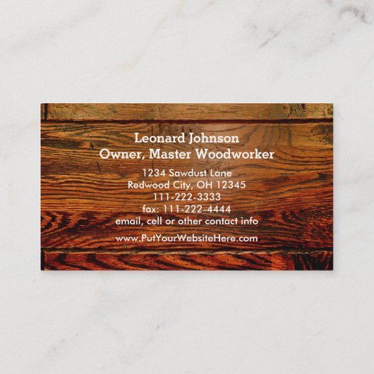 ヴィンテージの素朴な木製の板の大工仕事の木工業 名刺 (裏面)