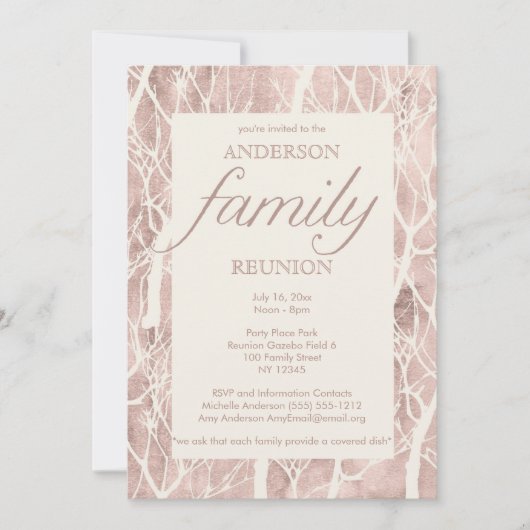 ヴィンテージの素朴な森林系譜の懇親会 招待状 (正面)