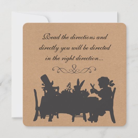 ヴィンテージの素朴な気違いの帽子屋のお茶会の誕生日 招待状 (正面)