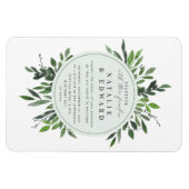 ヴィンテージの素朴な水の色の葉の結婚フレーム マグネット (横)