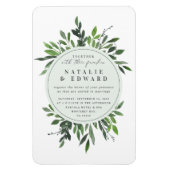 ヴィンテージの素朴な水の色の葉の結婚フレーム マグネット (縦)