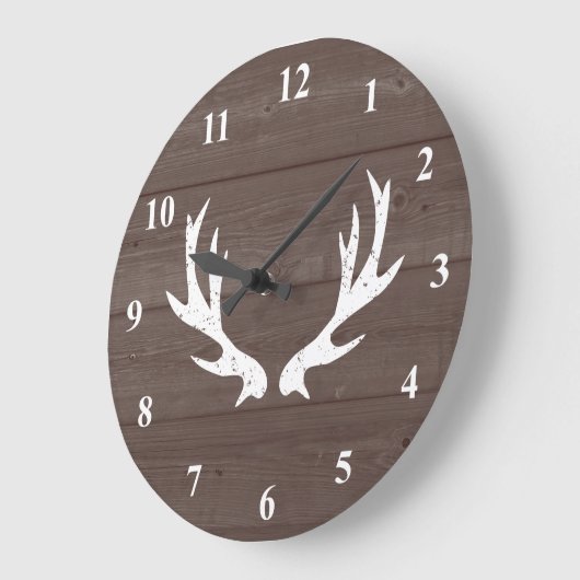 ヴィンテージの素朴な狩りのシカの枝角の木製の柱時計 ラージ壁時計 (傾斜)