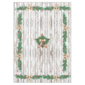 ヴィンテージの素朴な白い木の木星クリスマス テーブルクロス (正面)