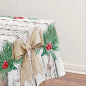 ヴィンテージの素朴な白い木の木星クリスマス テーブルクロス (インサイチュ)