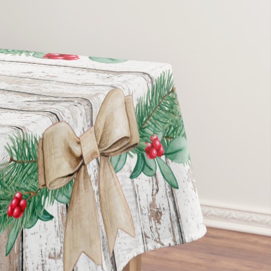 ヴィンテージの素朴な白い木の木星クリスマス テーブルクロス (インサイチュ)