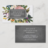 ヴィンテージの素朴な花模様の黒板 名刺 (正面/裏面)