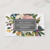 ヴィンテージの素朴な花模様の黒板 名刺 (正面)