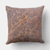 ヴィンテージの素朴な茶色の割れた革背景 クッション (裏面)