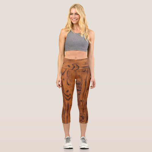 ヴィンテージの素朴な茶色の焦げた木材 カプリレギンス (正面)