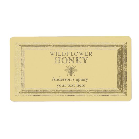 ヴィンテージの素朴な蜂の蜜の瓶 ラベル (正面)