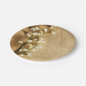 ヴィンテージの素朴な金ゴールドおよび白いユリの花柄 ペーパープレート (アングル)