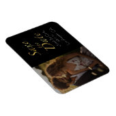 ヴィンテージの素朴な金ゴールドと黒の日付写真を保存 マグネット (右側)