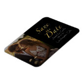 ヴィンテージの素朴な金ゴールドと黒の日付写真を保存 マグネット (左側)