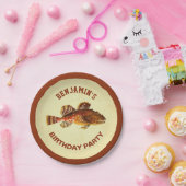 ヴィンテージの素朴な魚釣りの誕生会 ペーパープレート (パーティー)