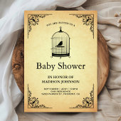 ヴィンテージの素朴みすぼらしいシックな鳥かご赤ちゃんシャワー 招待状