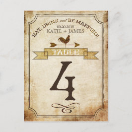 ヴィンテージの素朴国のテーブル番号カード ポストカード