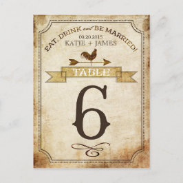 ヴィンテージの素朴国のテーブル番号カード ポストカード