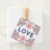 ヴィンテージの紫の花と渦巻きが好きなデザイン フェイバータグ (インサイチュ)