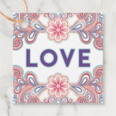 ヴィンテージの紫の花と渦巻きが好きなデザイン フェイバータグ (正面)