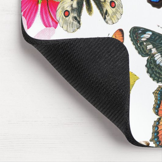 ヴィンテージの紫系統の黄色のカラフルの蝶 マウスパッド (コーナー)