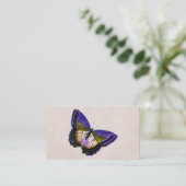 ヴィンテージの紫色および金ゴールドの蝶イラストレーション 名刺 (スタンド正面)