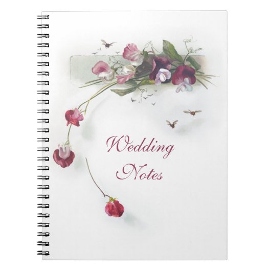 ヴィンテージの紫色のスイートピーのノート ノートブック (正面)