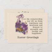 ヴィンテージの紫色のスイートピーのバスケットのイースター郵便はがき シーズンポストカード (正面/裏面)