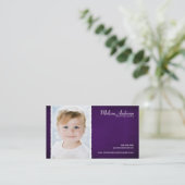 ヴィンテージの紫色のスタジオのポートレートのカメラマン 名刺 (スタンド正面)