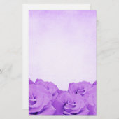 ヴィンテージの紫色のバラの文房具 便箋 (正面/裏面)