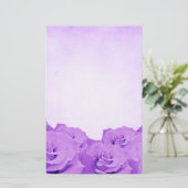 ヴィンテージの紫色のバラの文房具 便箋 (スタンド正面)