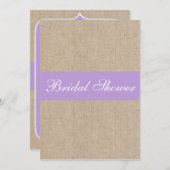 ヴィンテージの紫色のバーラップのブライダルシャワーの招待状 招待状 (正面/裏面)